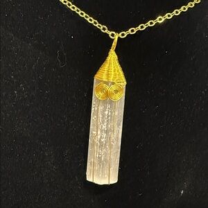 Elegant Gold and Silver Selenite Pendant Necklace